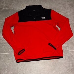The North Face Red and Black Half-Zip Fleece Pullover